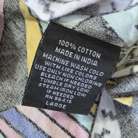 Super Massive unisex retro geometric print 80s 90s button down shirt Size L - Picture 8 of 8